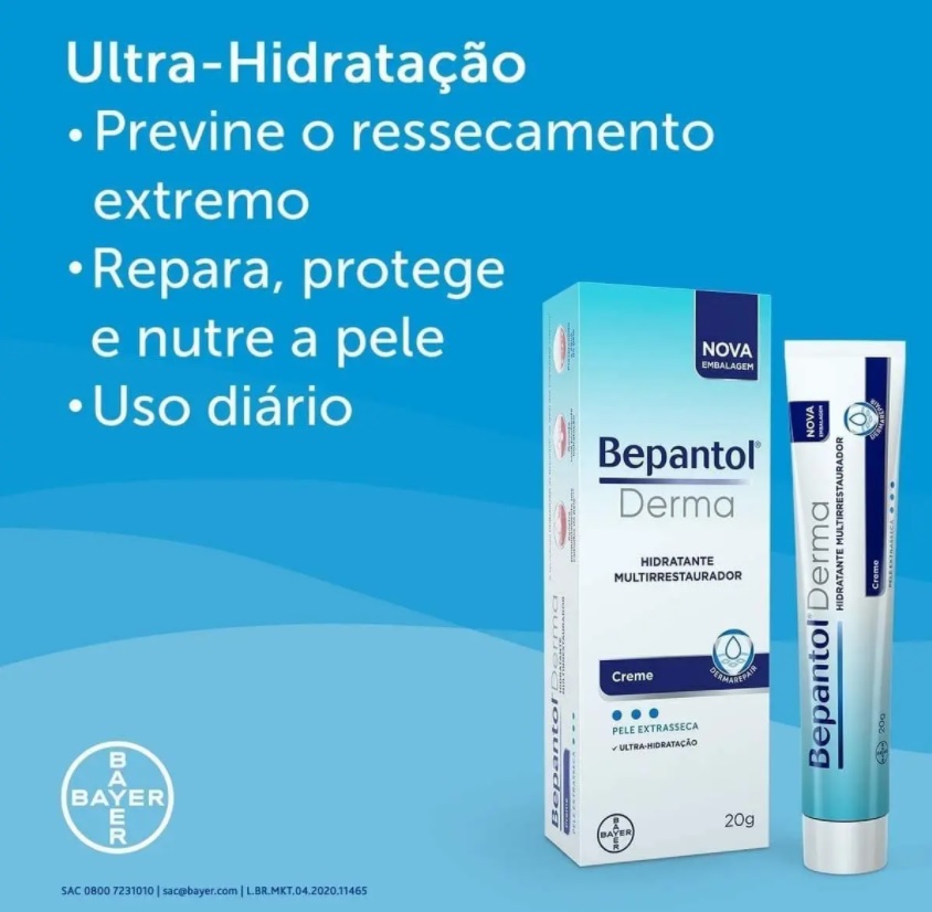 Bepantol Derma Creme Hidratante para Pele Extrasseca 20g, Bepantol Derma
