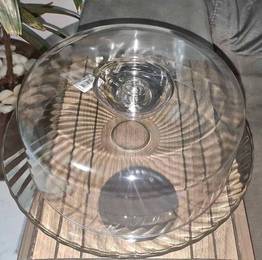 Boleira de Vidro Redonda com Tampa de Plástico – Ruvolo Bari 32cm