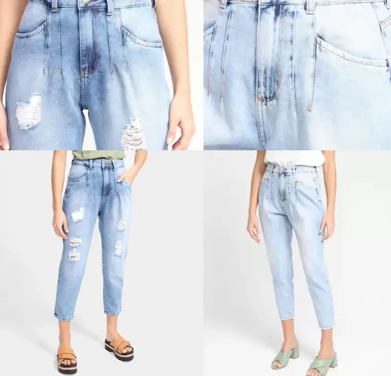 Calça Jeans Ecxo Mom Jeans Rasgada Feminina