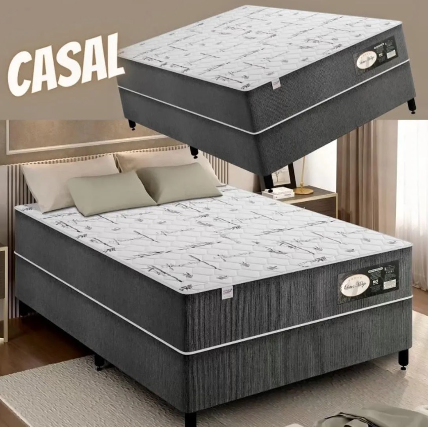 Cama Box Casal Plumatex Conjugada de Mola – 55x138x188cm Lottus Superlastic