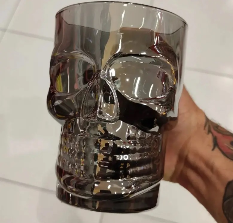 Caneca De Vidro Caveira Rock Style Cinza 510ml Lyor Cinza No Voltagev