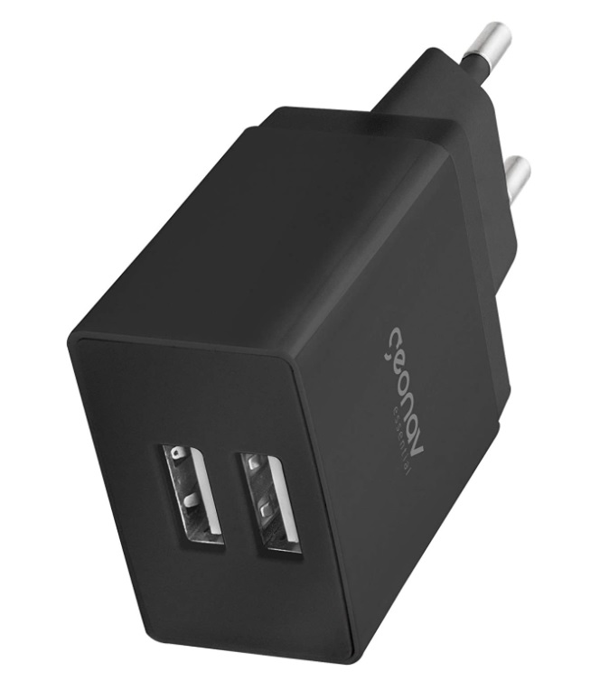 Carregador de Parede universal 2.1A, 2 portas USB, Bivolt, Preto, ESACB2, Geonav