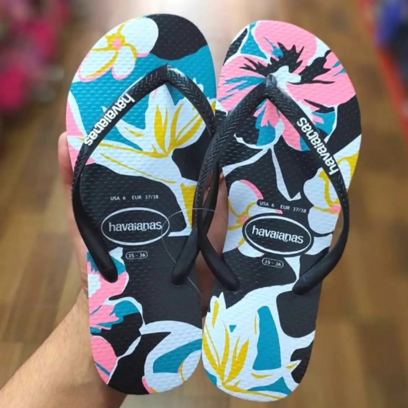 Chinelo Slim Floral Basic, Havaianas, Feminino