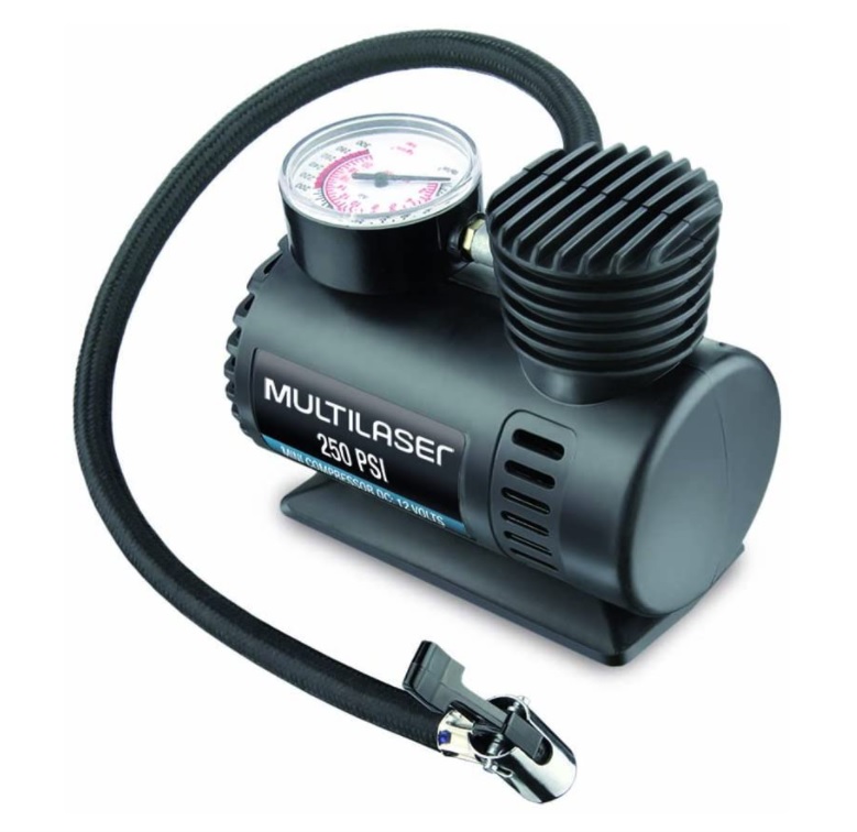 Compressor de Ar 12v Vazão 15l Min 250psi 3 Bicos Adaptadores Multilaser – AU601