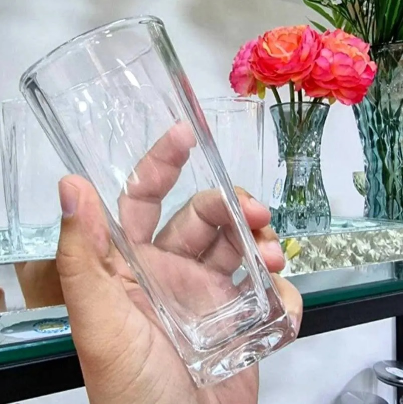 Conjunto 6 Copos Altos de Vidro Square Lyor Transparente 300Ml