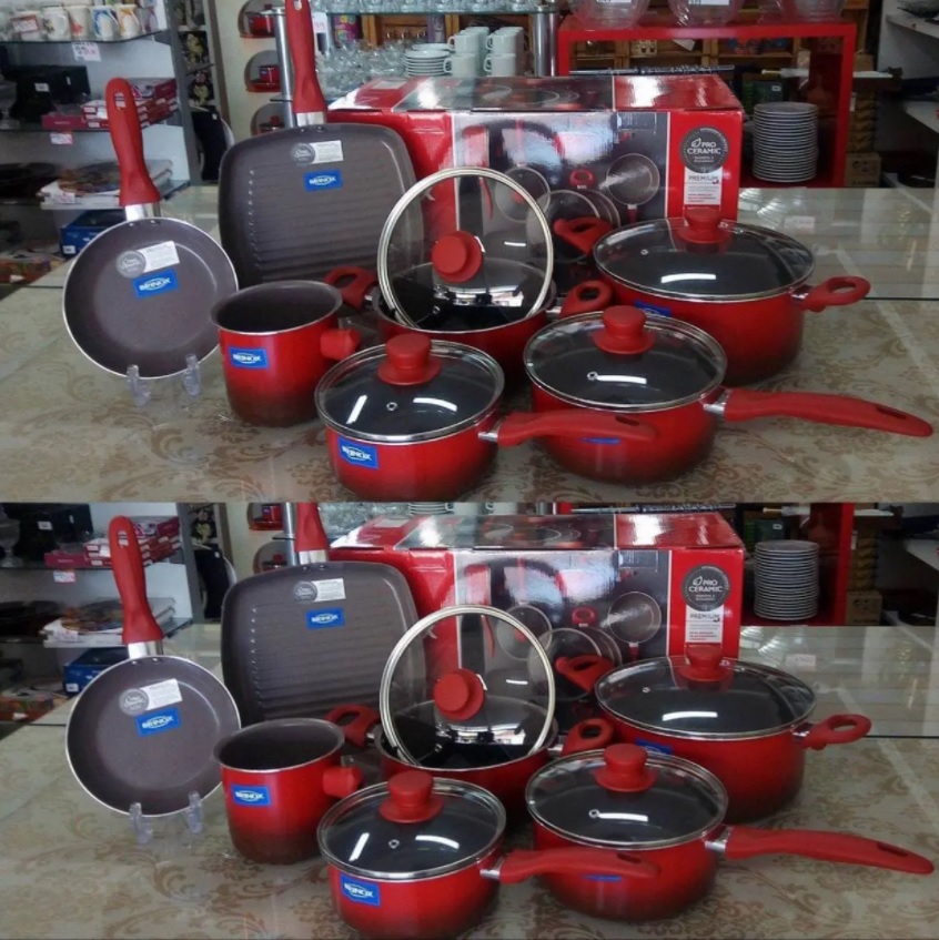 [ENCERRADA] Conjunto Panelas Ceramic Brinox Life Smart Vermelho