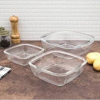 Conjunto de Assadeiras de Vidro Sempre – Quadrado 3 Peças