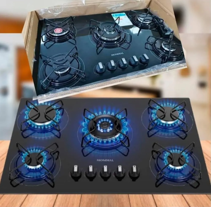Cooktop 5 Bocas Mondial a Gás GLP Preto – Tripla-chama CTG-03