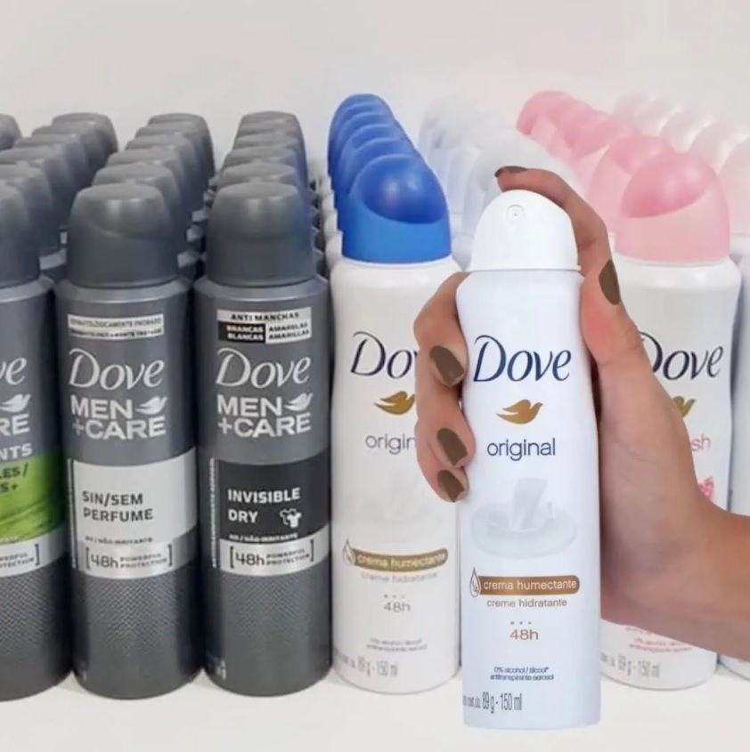 Desodorante Aerossol Antitranspirante Unissex – Dove Sensitive e Original 150ml 6 Unidades