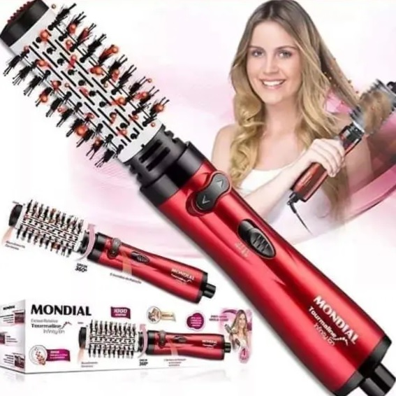 Escova Rotativa Mondial ER 03 Cerâmica Turmalina – 1000W com Íons 2 Velocidades