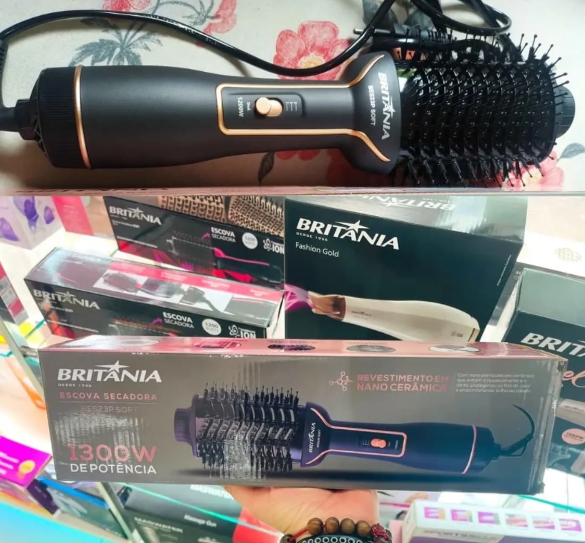 Escova Secadora Britânia BES23P 3 em 1 Íons Tourmaline Preta