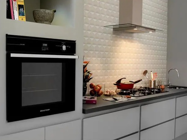 Forno a Gás de Embutir Brastemp Grill com Timer – Touch 78L Preto BOA84 AERNA