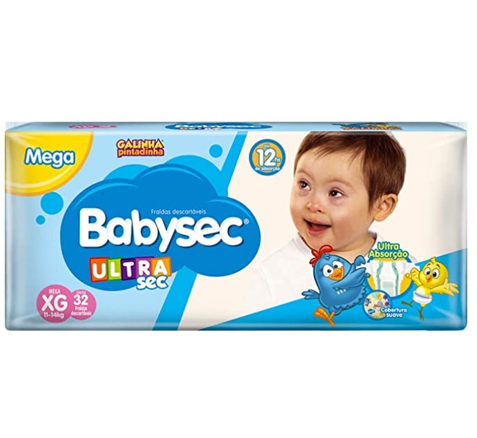 Fralda Babysec Ultrasec Galinha Pintadinha, XG, 32 unidades