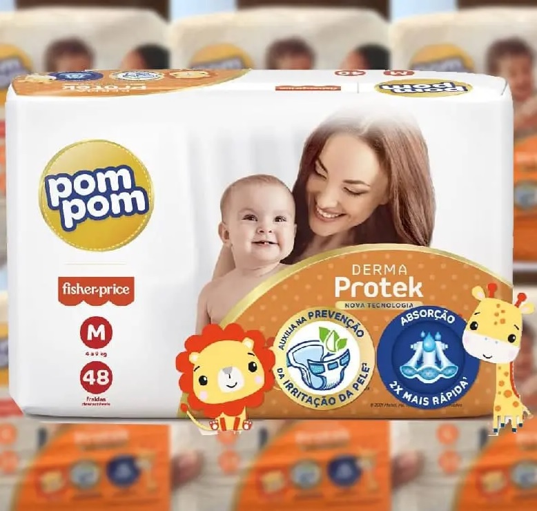 Fralda Pom Pom Derma Protek Mega M 48 Unidades