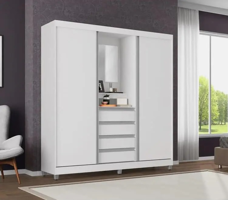 Guarda-Roupa Bartira Fortaleza II com 2 Portas de Correr e 4 Gavetas