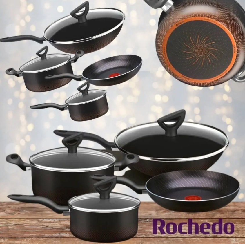 Jogo de Panelas Antiaderente 2,4mm Rochedo Inova – Preto 4 peças