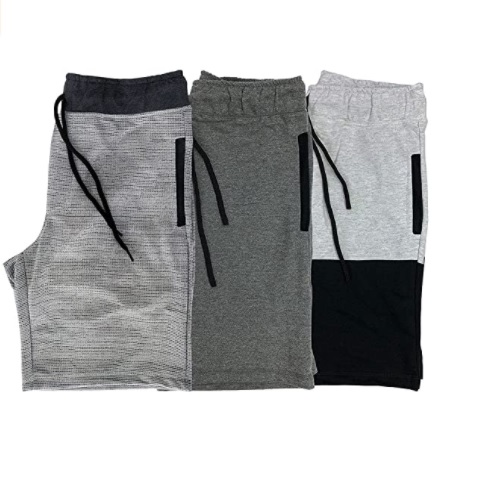 Kit 3 Bermudas Masculinas MXD Conceito Cores Discretas Básicas Para Malhar Mescla Escuro Mescla Jet e Bicolor Alvejado/Preto