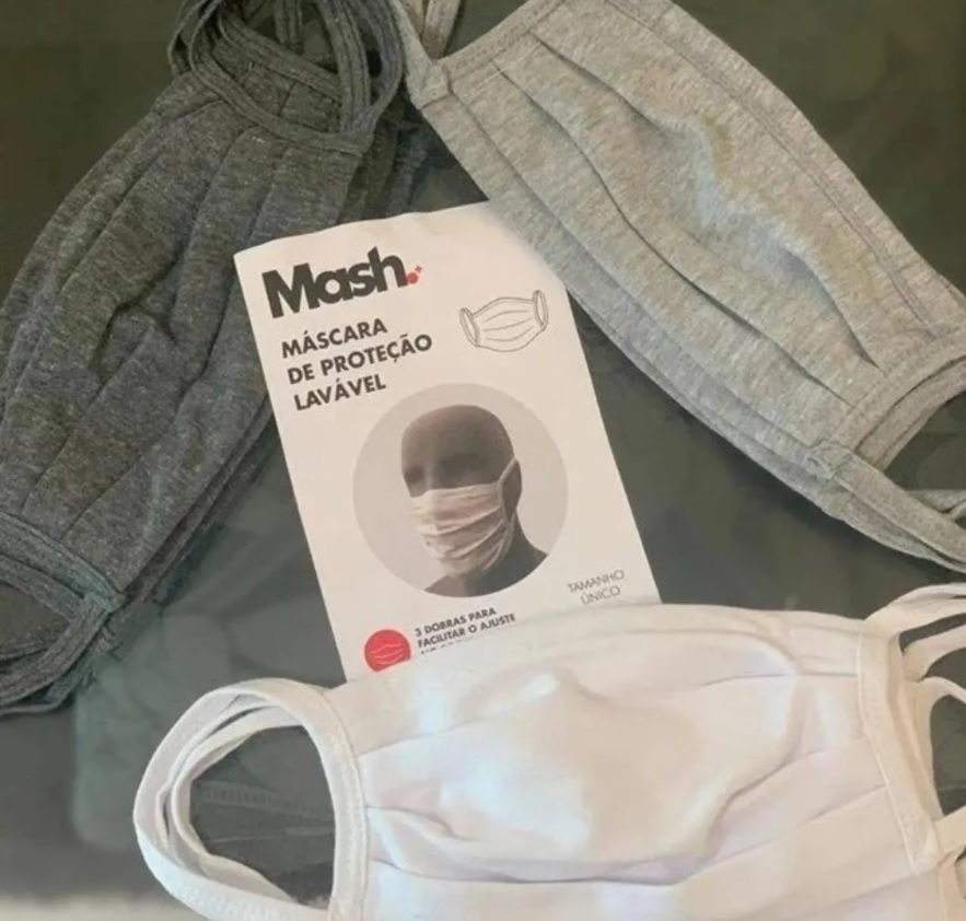 Kit 3 Máscaras 3 Pregas Algodão, Mash, Unissex