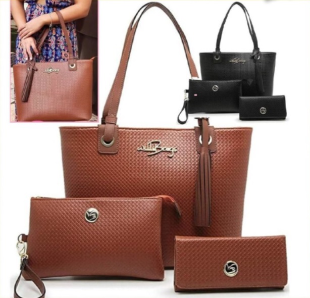 Kit Bolsa Feminina Tipo Sacola + Necessaire + Carteira Willibags