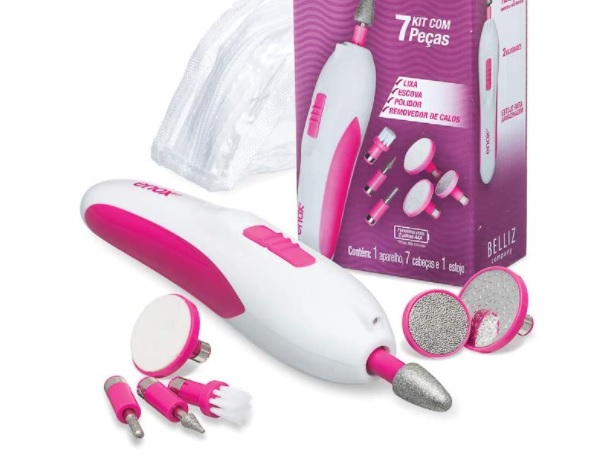 Kit Elétrico Manicure, Enox, Branco e Rosa