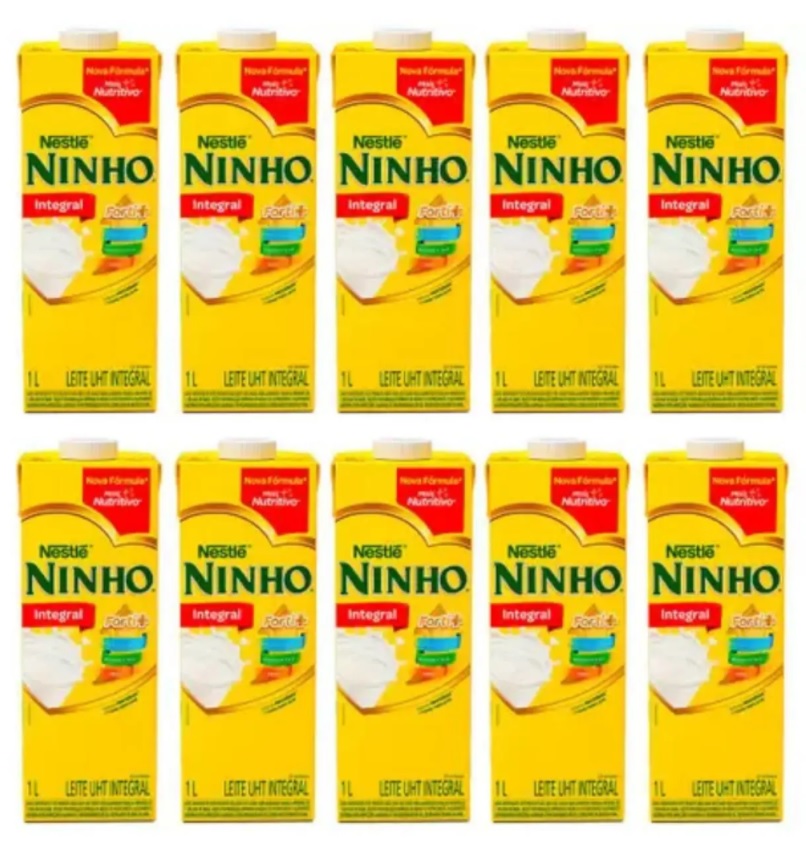Kit Leite Integral UHT Ninho 1L 10 Unidades