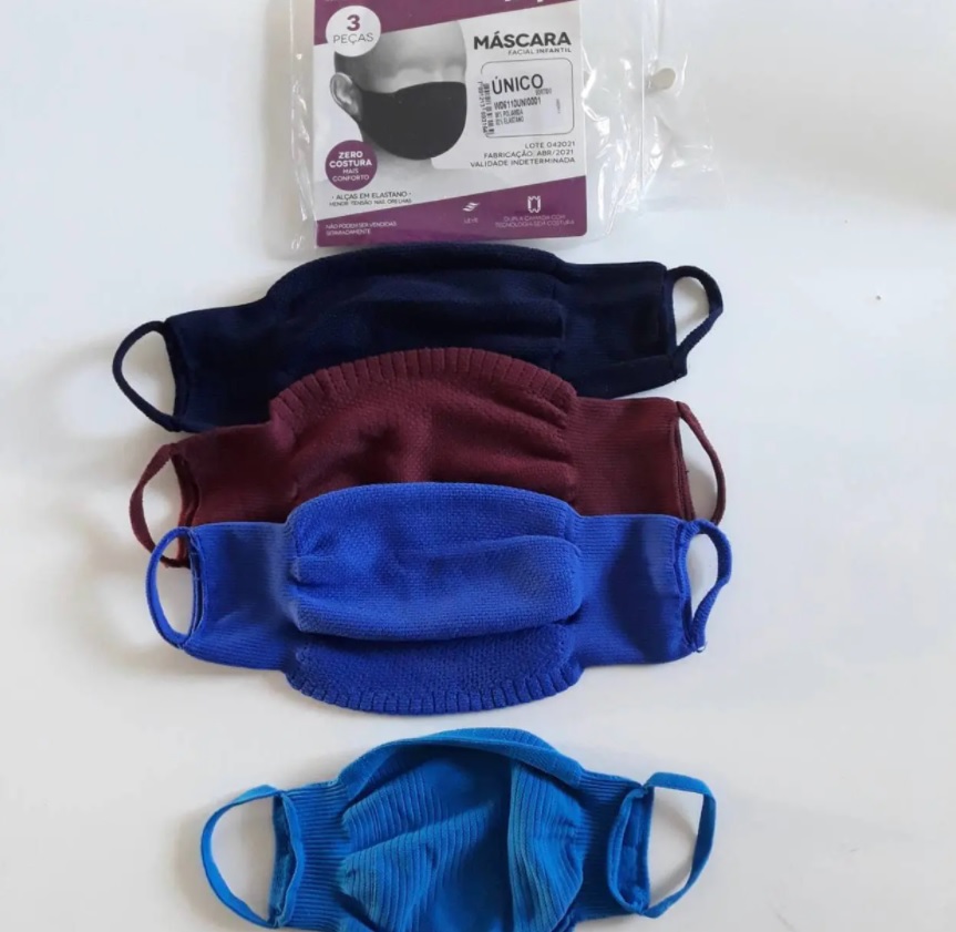 Kit com 3 Máscaras de Proteção Facial Infantil, Trifil, Criança Unissex, Marinho/Azul/Vinho, Único