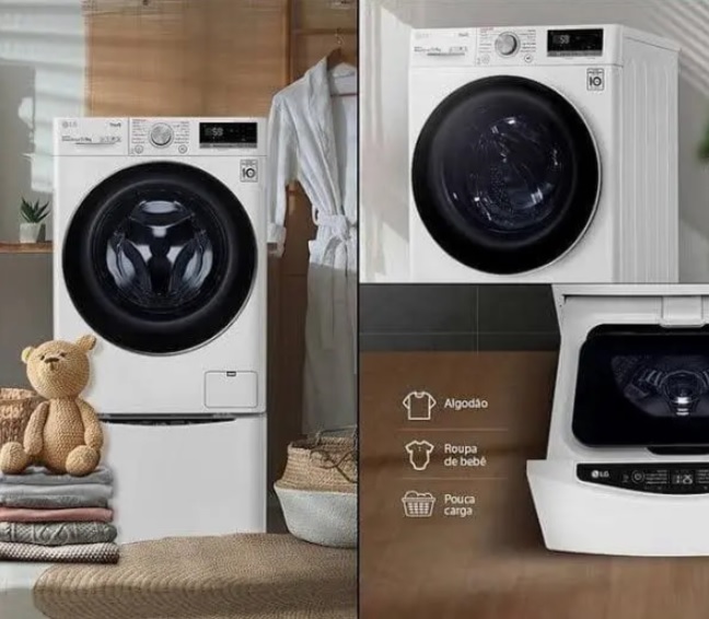 Lava e Seca LG 13Kg CV5013WC4 Inverter Smart – Inteligência Artificial Água Quente e Fria