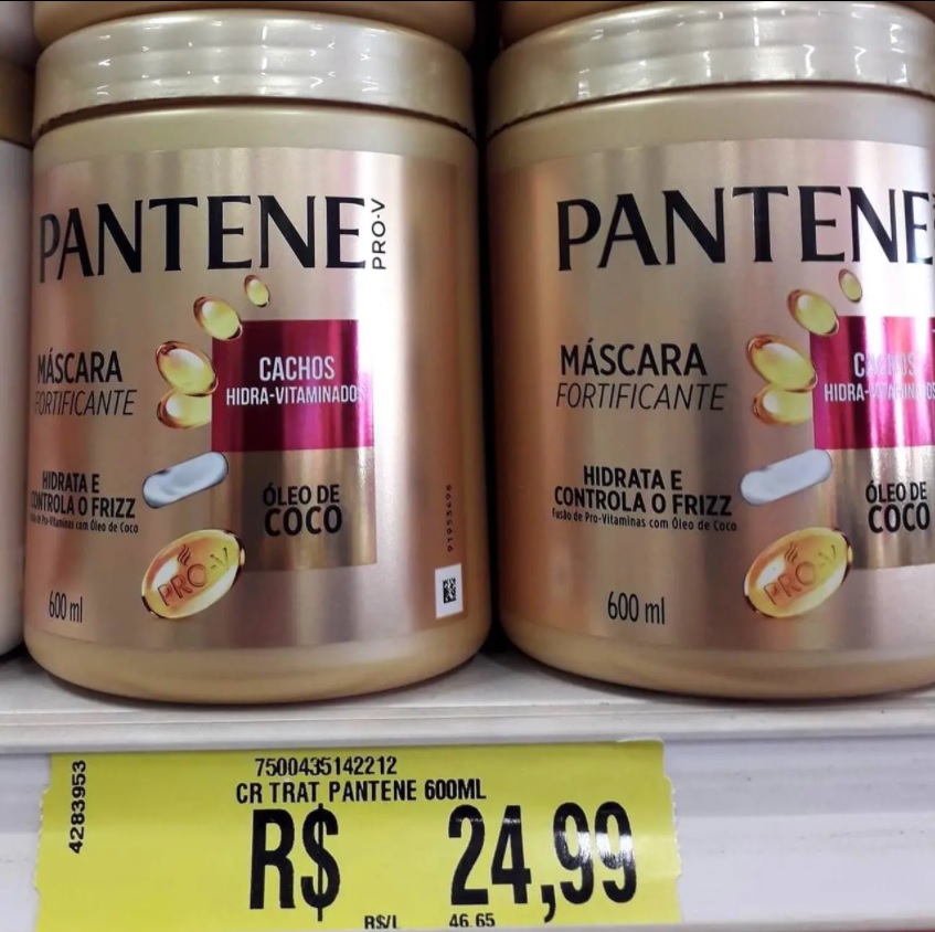 Máscara Fortificante, Pantene, Cachos Hidra-Vitaminados, 600 ml