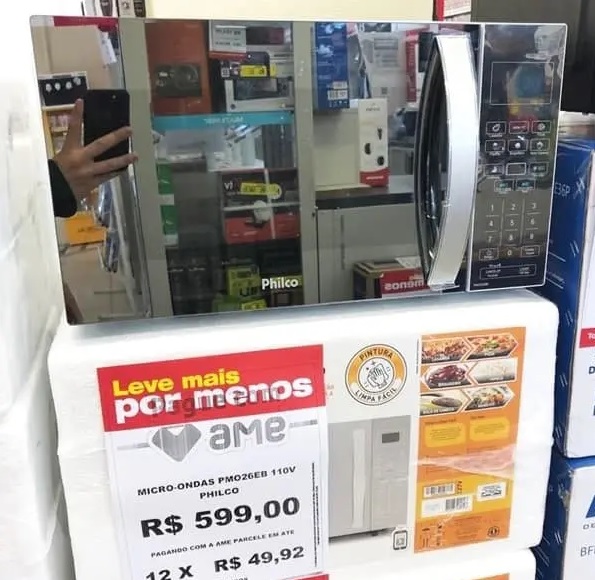 Micro-ondas Philco 26 Litros Branco Espelhado PMO26EB