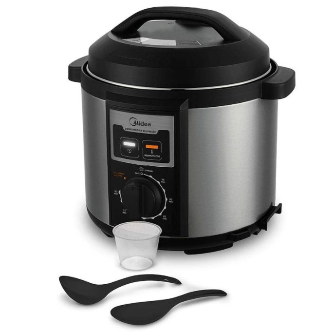 Panela de Pressão Mecanica, 6L, Inox/Preto, 110v, Midea