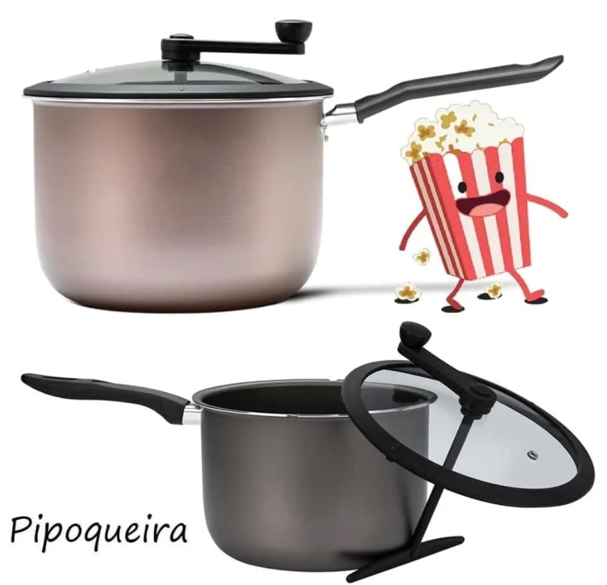 Pipoqueira Brinox Pic Poc com Revestimento Interno Antiaderente Pro-Flon Prata – 20 cm