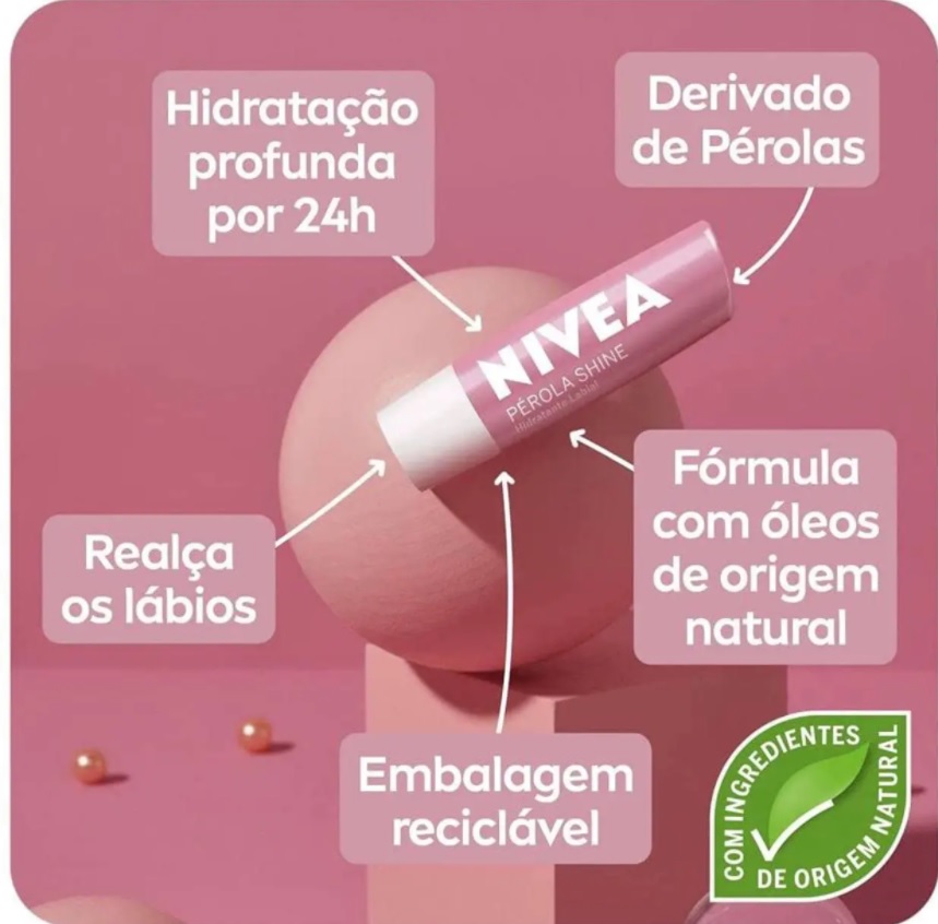 Protetor Labial Nivea Pérola Shine 4,8G, Nivea