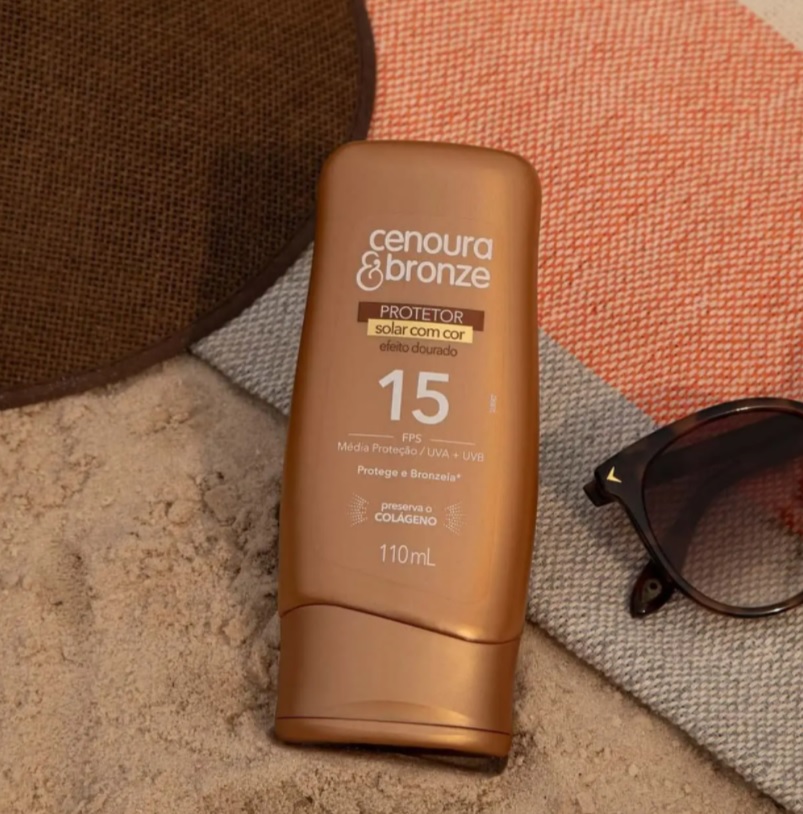 Protetor Solar com Cor Fps15, Cenoura e Bronze
