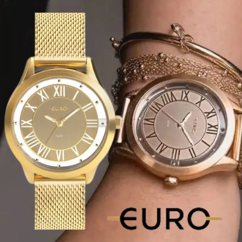 Relógio, Analógico, EURO, EU2039JH/4X, feminino, Ouro