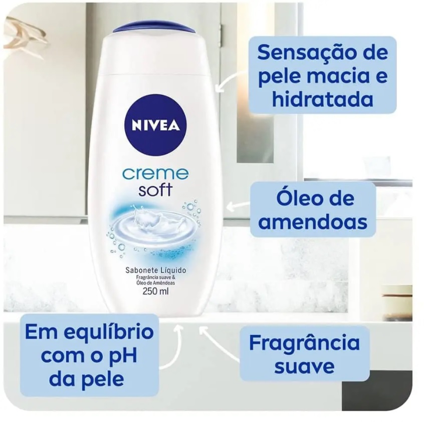 Sabonete Líquido Nivea Creme Soft 250Ml, Nivea