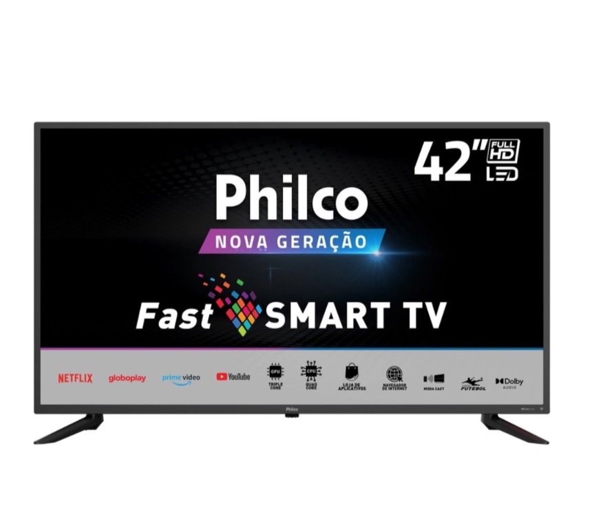 Smart TV philco 42 LED Resolução FullHD com Dolby Audio e Midiacast – TV PTV42G10N5SKF LED
