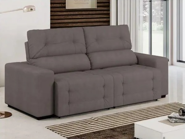 Sofá Retrátil Reclinável 4 Lugares Suede – Mozart Linoforte