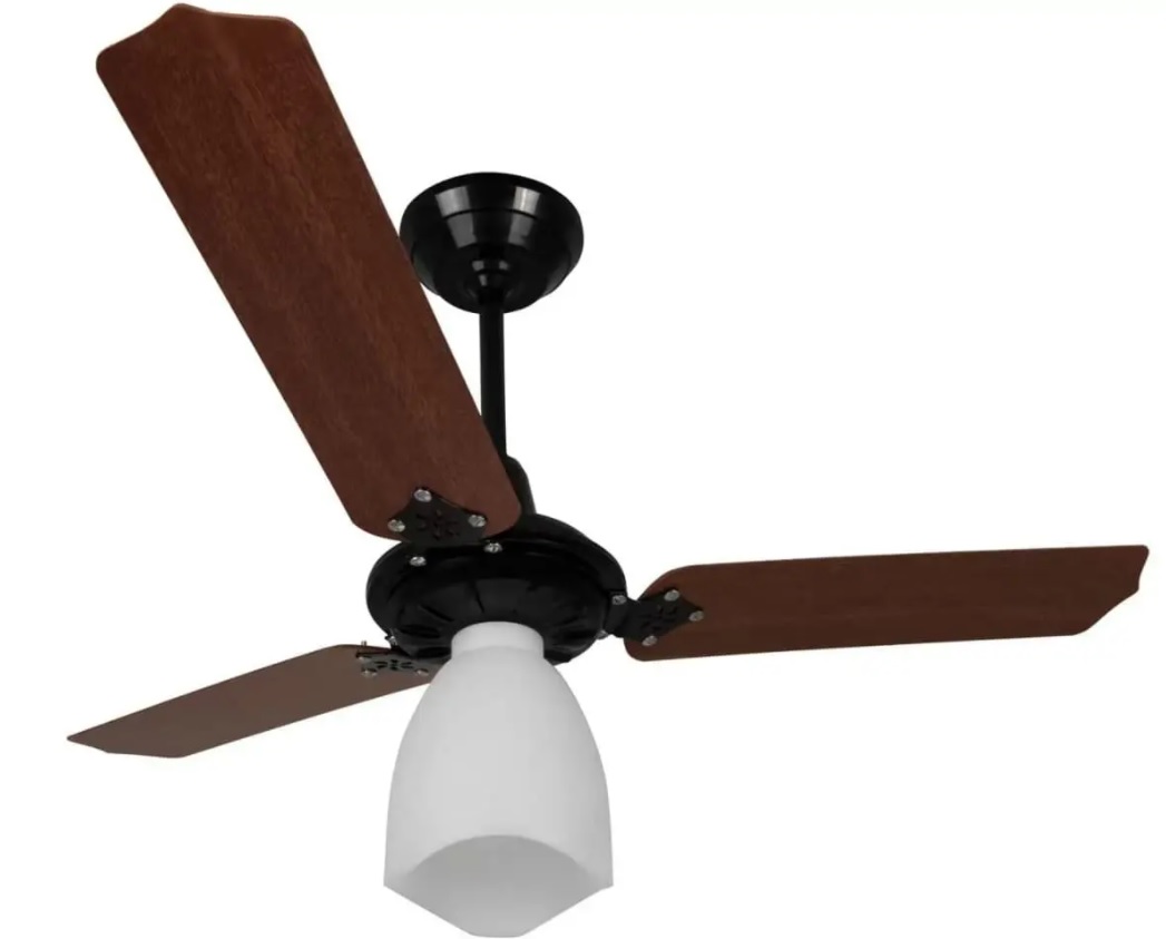 Ventilador de Teto Loren Sid Diplo Lumi M3 – Preto e Magno 3 Pás 3 Velocidades 90cm