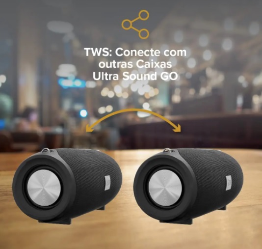 Caixa de Som Bluetooth Ultra Sound Go I2go 20W RMS Resistente à Água, Preto