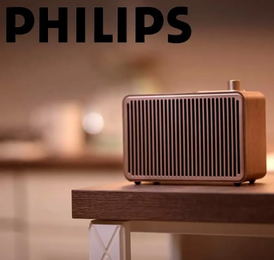 Caixa de som Philips vintage com conexões bluetooth, auxiliar e energia para 10 horas TAVS500/00