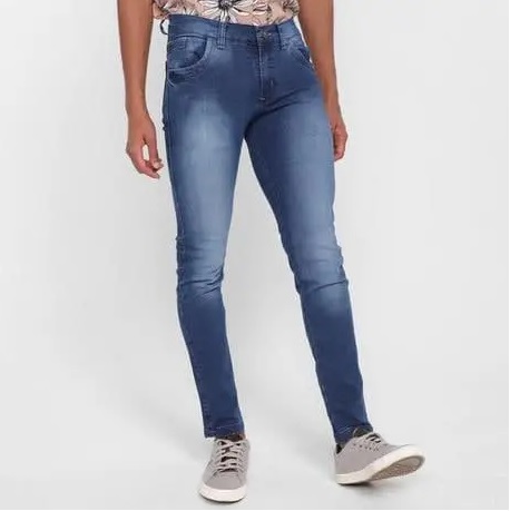 Calça Jeans Skinny Grifle Estonada Masculina