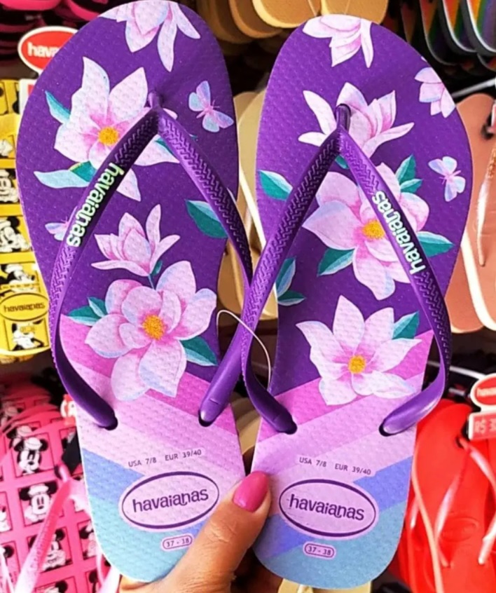 Chinelo Slim Floral, Havaianas, Feminino