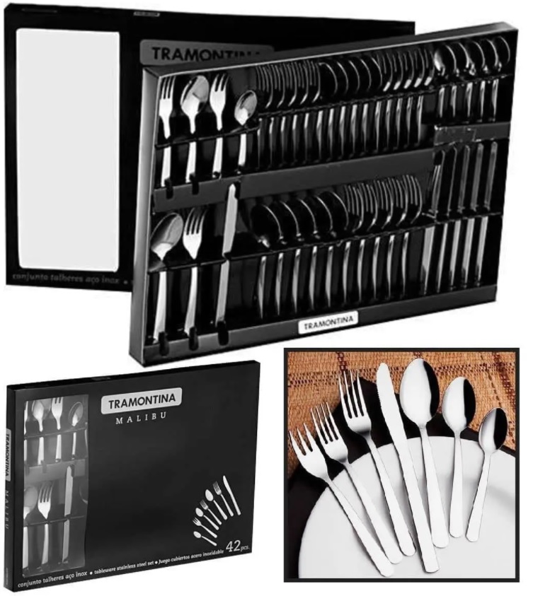 Conjunto de Talheres Inox Malibu c/ 42 Peças – Tramontina – 23799/031