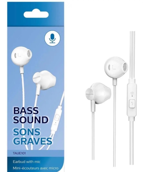 Fone de Ouvido Philips com Microfone – Branco