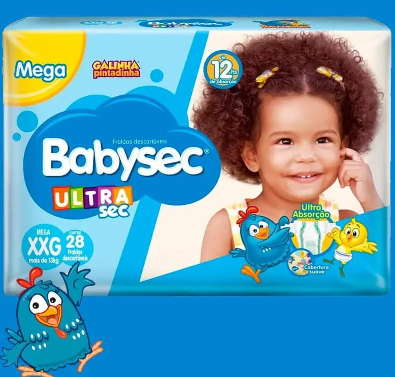 Fralda Babysec Ultrasec Galinha Pintadinha, XXG, 28 unidades