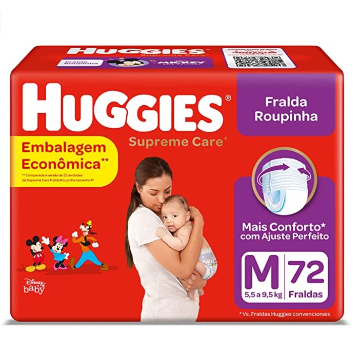 Fralda Huggies Supreme Care Roupinha M – 72 fraldas