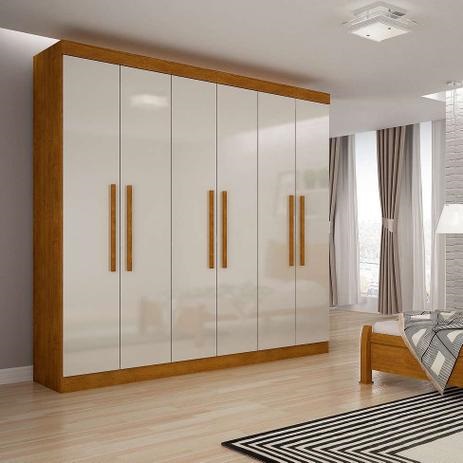 Guarda-Roupa Casal Malibu 6 PT Imbuia e Off White – Rufato}