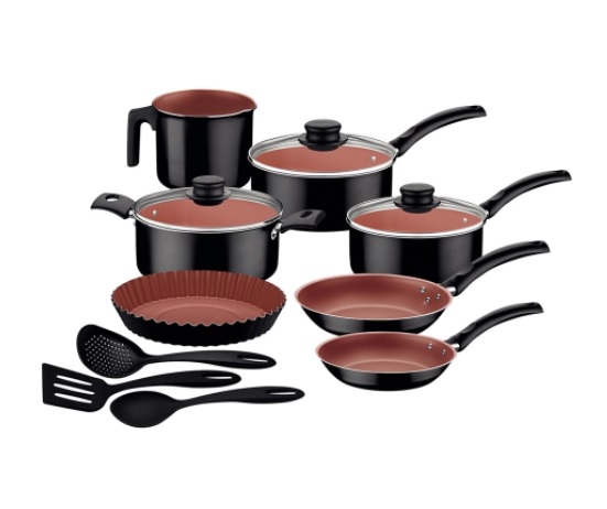 Jogo De Panelas Turim 10 Peças Tramontina Antiaderente Starflon Max Preto