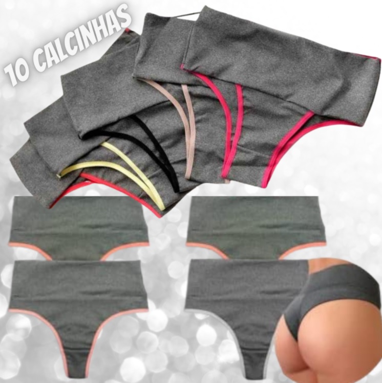 Kit 10 Calcinha Fitness Cós Alto Compressão Para Barriga Para Revenda
