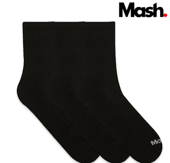 Kit 3 Meias Cano Médio Algodão, Mash, Masculino